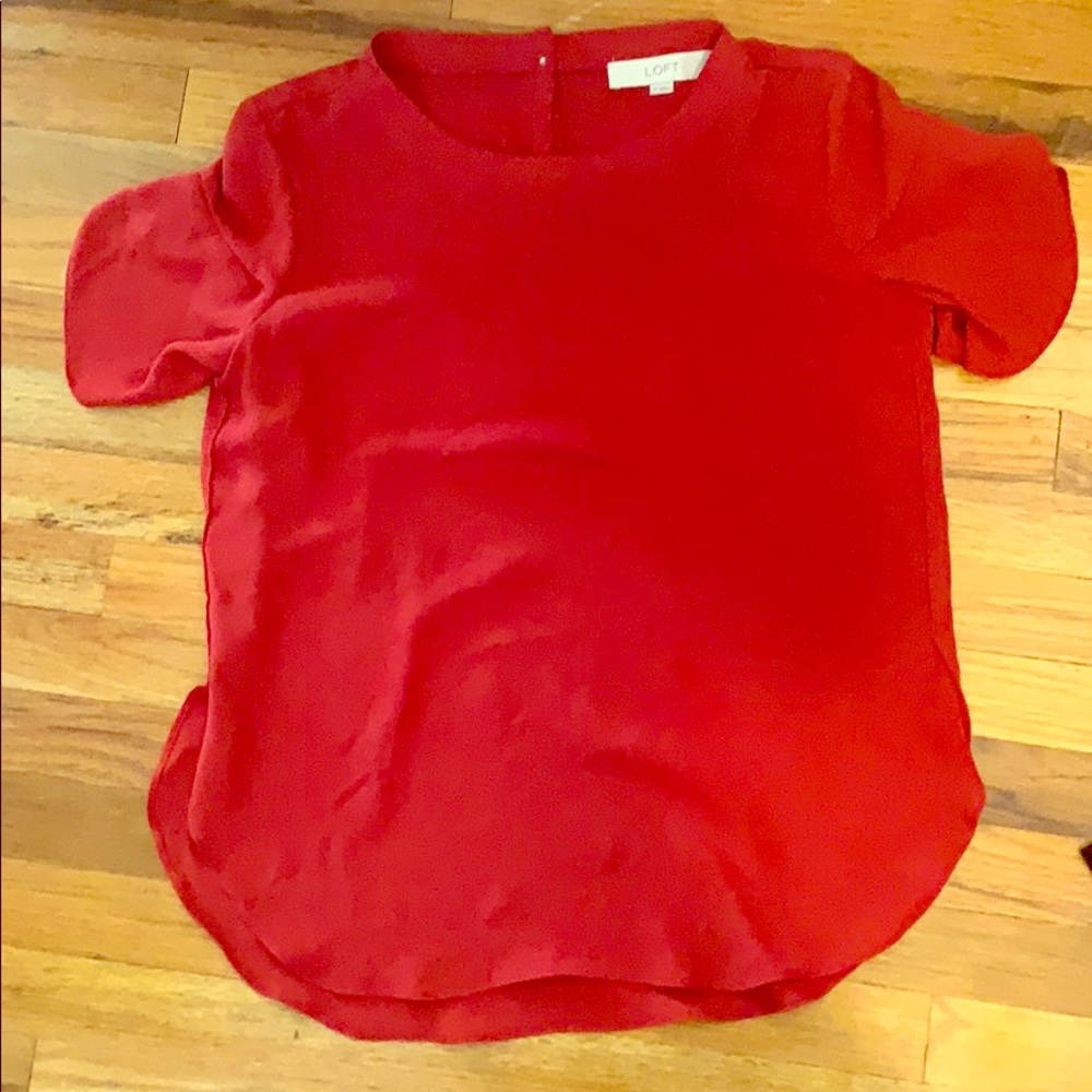 XS Loft Red Flutter Sleeve Top